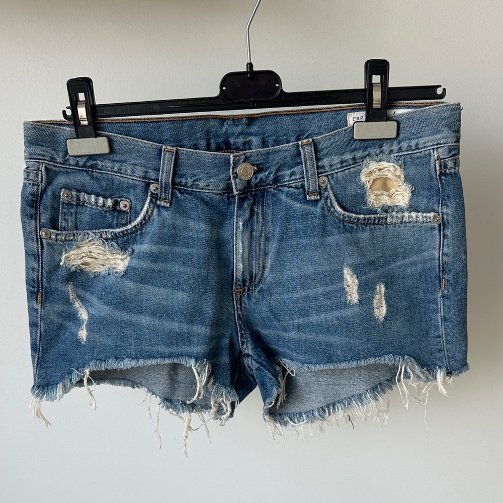 Rag & Bobe Distressed Blue Denim Shorts
